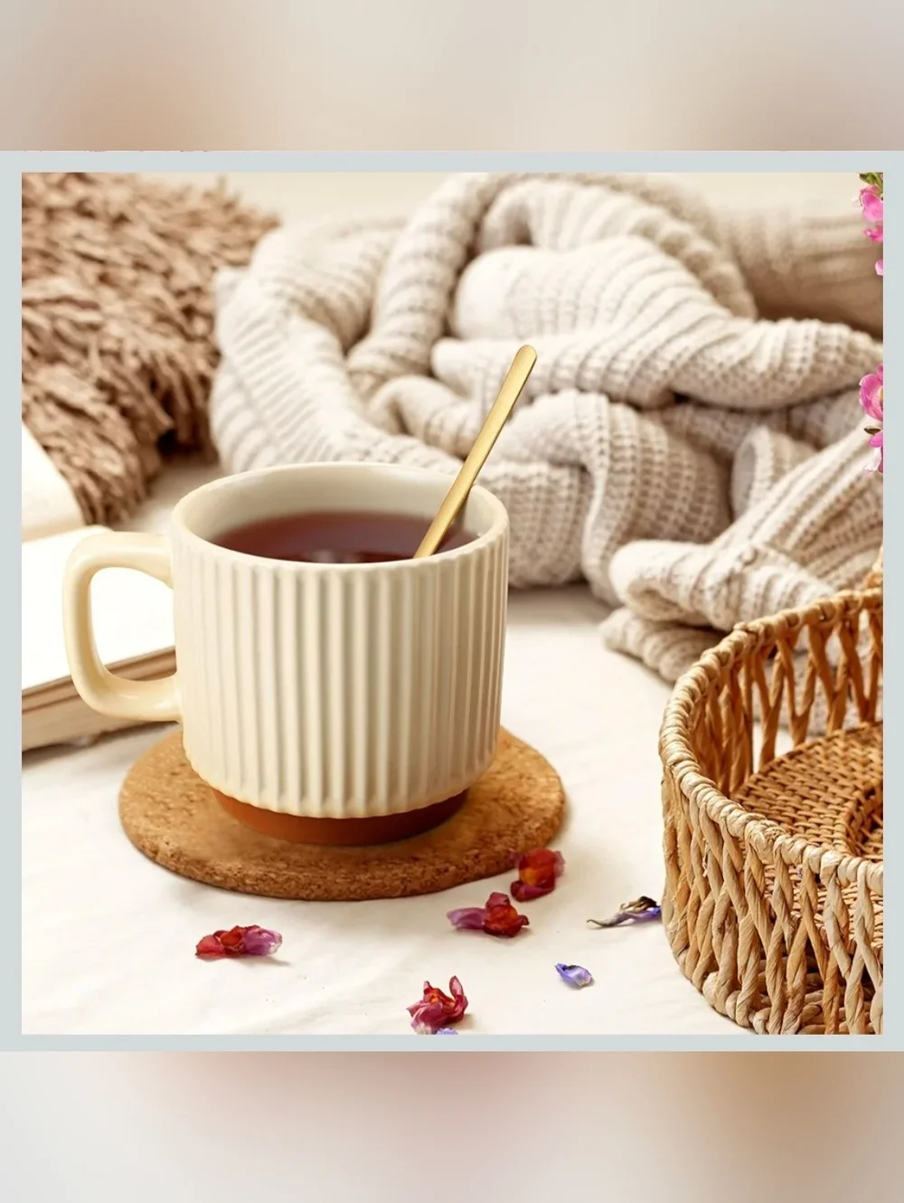 Faith Bundle: Knit Blanket Candle Socks Mug & Spoon Journal Plant - Picture 4 of 8